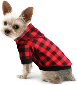Blaoicni Plaid Dog Hoodie Sweatshirt Sweater for Extra Large Dogs Cat Puppy Clothes Coat Warm and Soft(XXL)