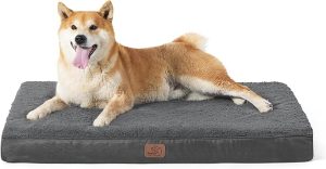 Bedsure Large Dog Bed for Large Dogs - Orthopedic Dog Beds with Removable Washable Cover, Egg Crate Foam Pet Bed Mat, Suitable for Dogs Up to 75 lbs, Dark Grey