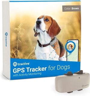 Tractive GPS Pet Tracker for Dogs - Waterproof, GPS Location & Smart Activity Tracker, Unlimited Range, Works with Any Collar (Coffee) ( Packaging May Vary )