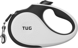 TUG 360° Tangle-Free Retractable Dog Leash for Up to 15 kg Dogs | 5 m Strong Nylon Tape/Ribbon | One-Handed Brake, Pause, Lock (Small, Blue)