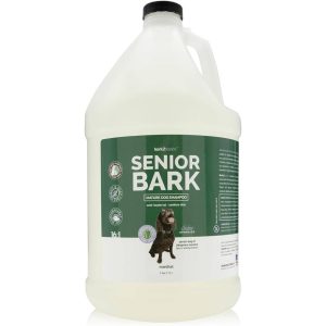 Bark2Basics Senior Bark Dog Shampoo | 1 Gallon, Expertly Crafted for Senior Dogs, Enriched with Menthol and Aloe Vera, Provides Soothing to Muscles and Joints, Follicle Stimulating