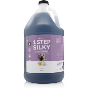 Bark 2 Basics One Step Silky Dog Shampoo and Conditioner, 1 Gallon - All-Natural Ingredients, 2 in 1 Formula, 16 to 1 Concentration, Detangles and Strengthens, Professional Grade