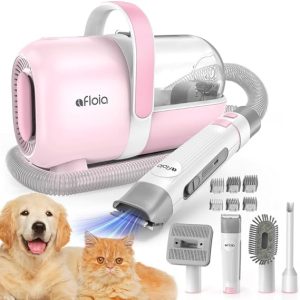 Afloia Dog Grooming Kit, Pet Grooming Vacuum & Dog Clippers & Dog Brush for Shedding with Pet Grooming Tools, Low Noise Dog Hair Remover Pet Grooming Supplies